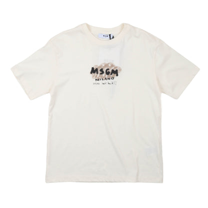 msgm - JERSEY T-SHIRT BOY CREAM/CREAM