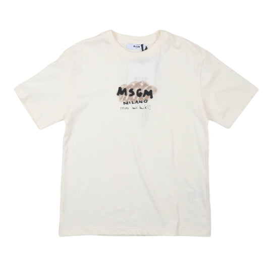 msgm - JERSEY T-SHIRT BOY CREMA/CREAM