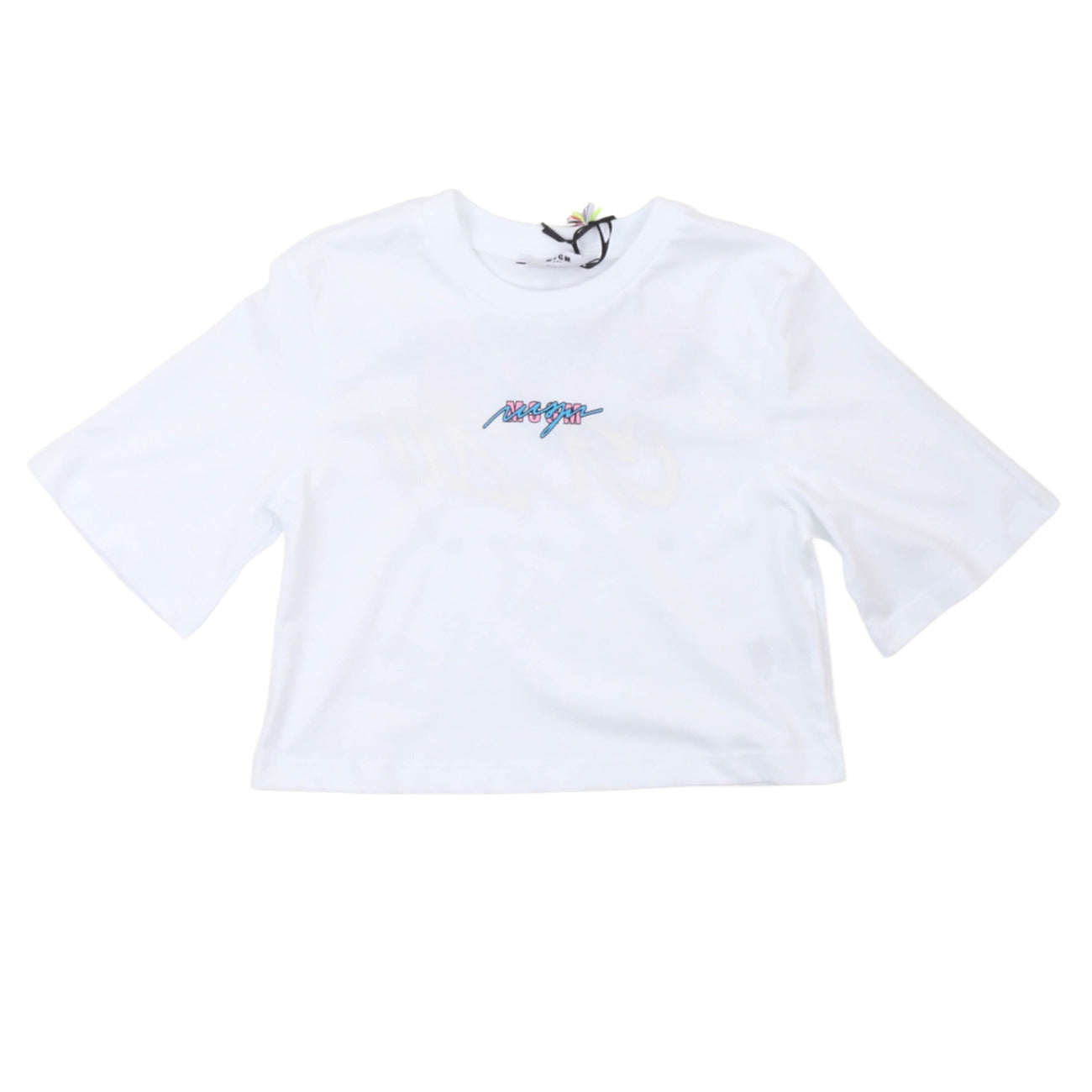 msgm - JERSEY CROPPED T-SHIRT GIRL WHITE/WHITE
