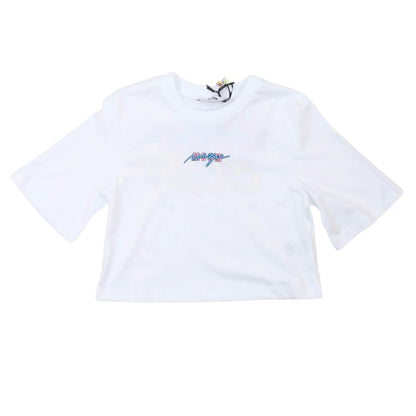msgm - JERSEY CROPPED T-SHIRT GIRL WHITE/WHITE